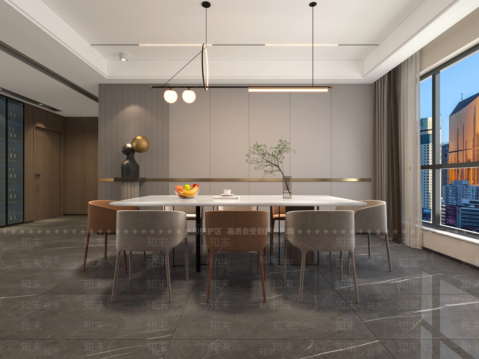 现代轻奢别墅餐厅3D模型下载【ID:1204628092】