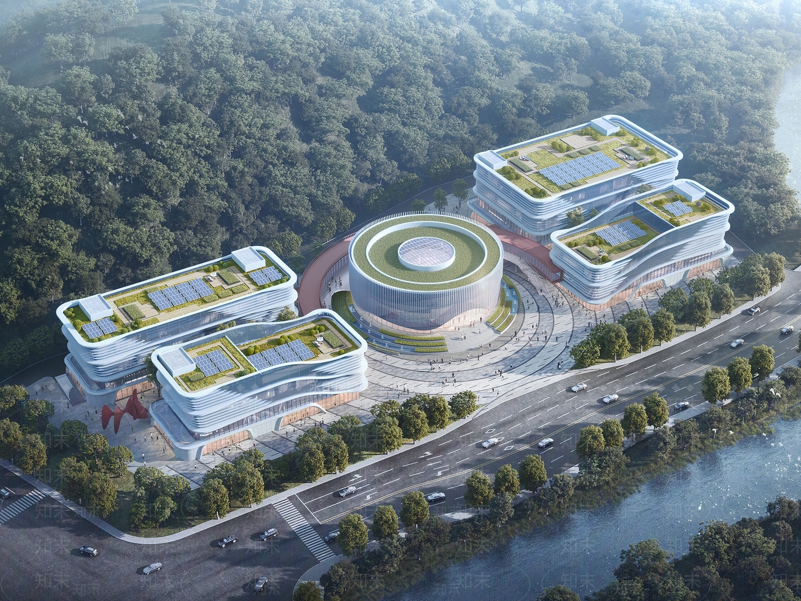 现代轻奢产业园办公楼SU模型下载【ID:1204617924】