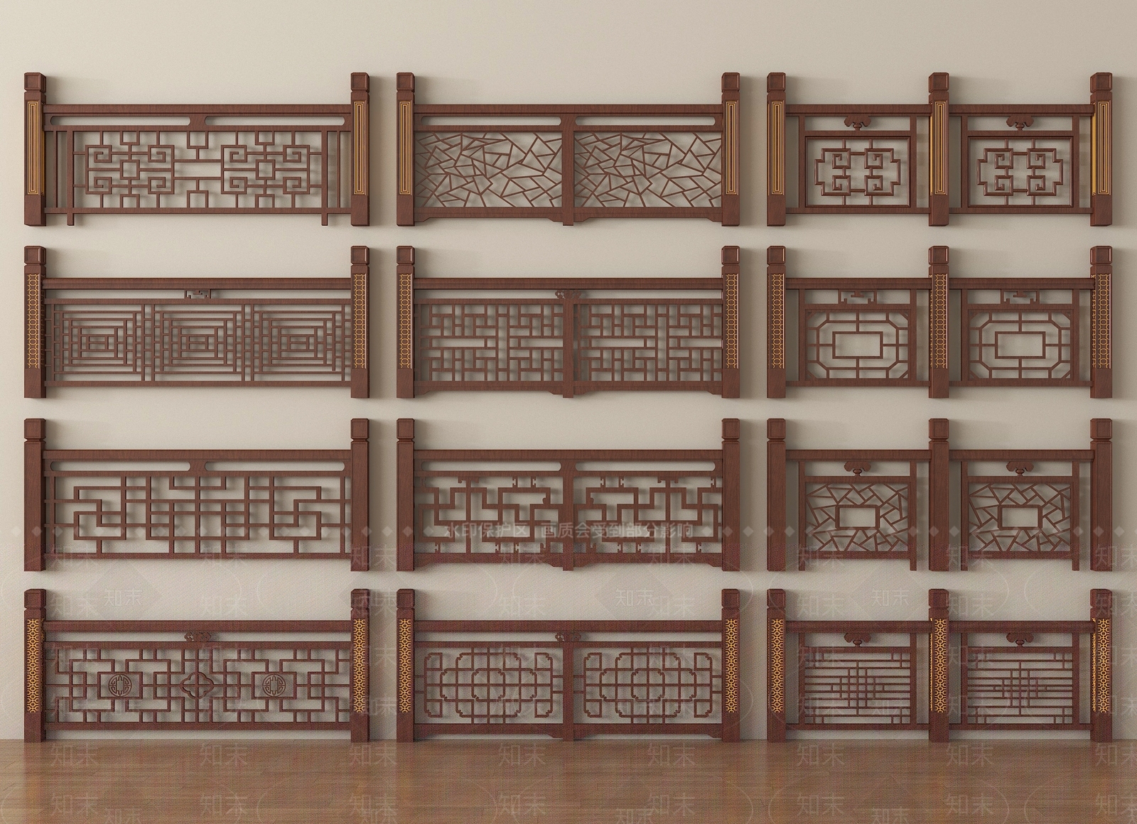 新中式栏杆3D模型下载【ID:1204618634】
