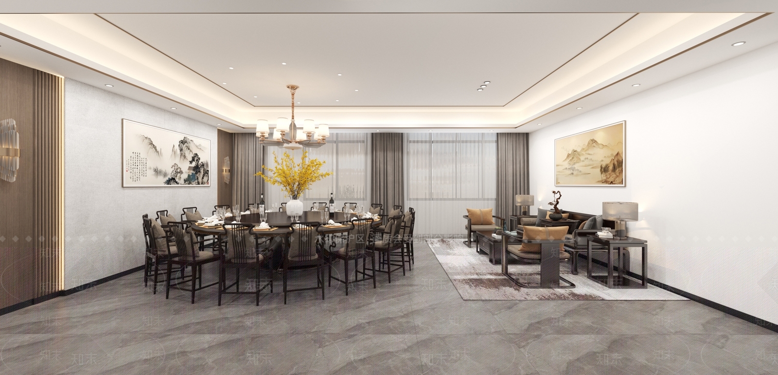 新中式现代包厢3D模型下载【ID:1204621488】