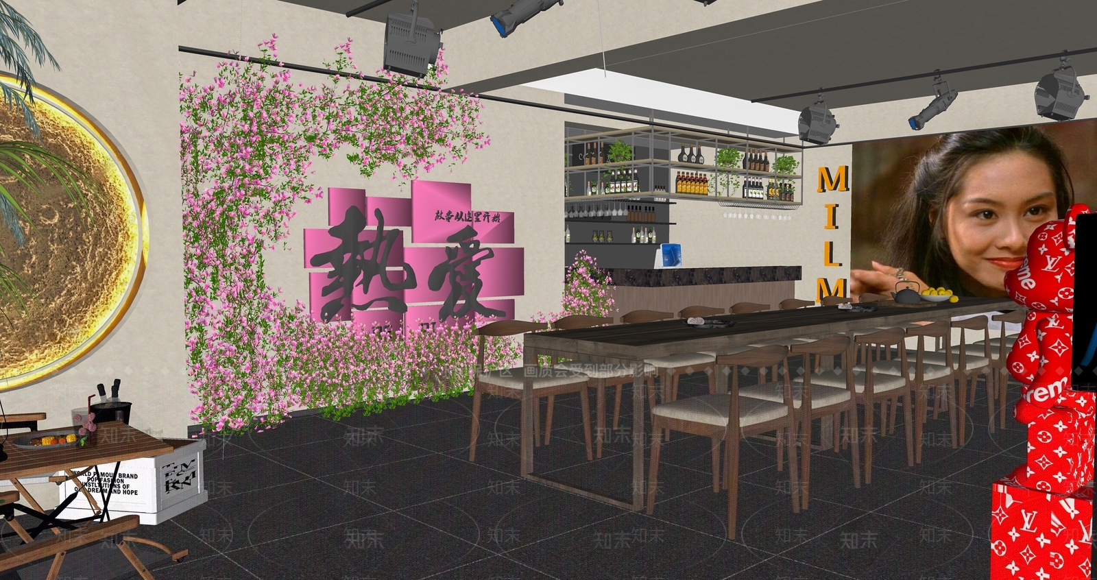 现代快餐店SU模型下载【ID:1204622791】