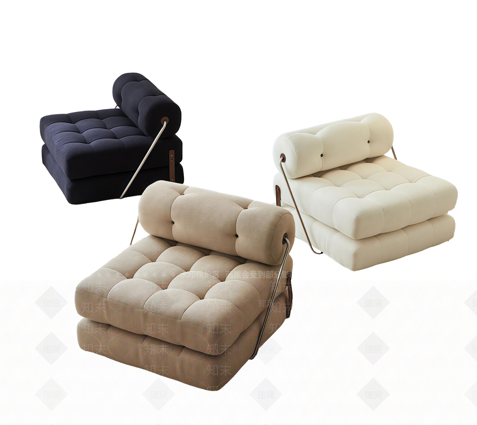 现代奶油单人沙发SU模型下载【ID:1204623283】