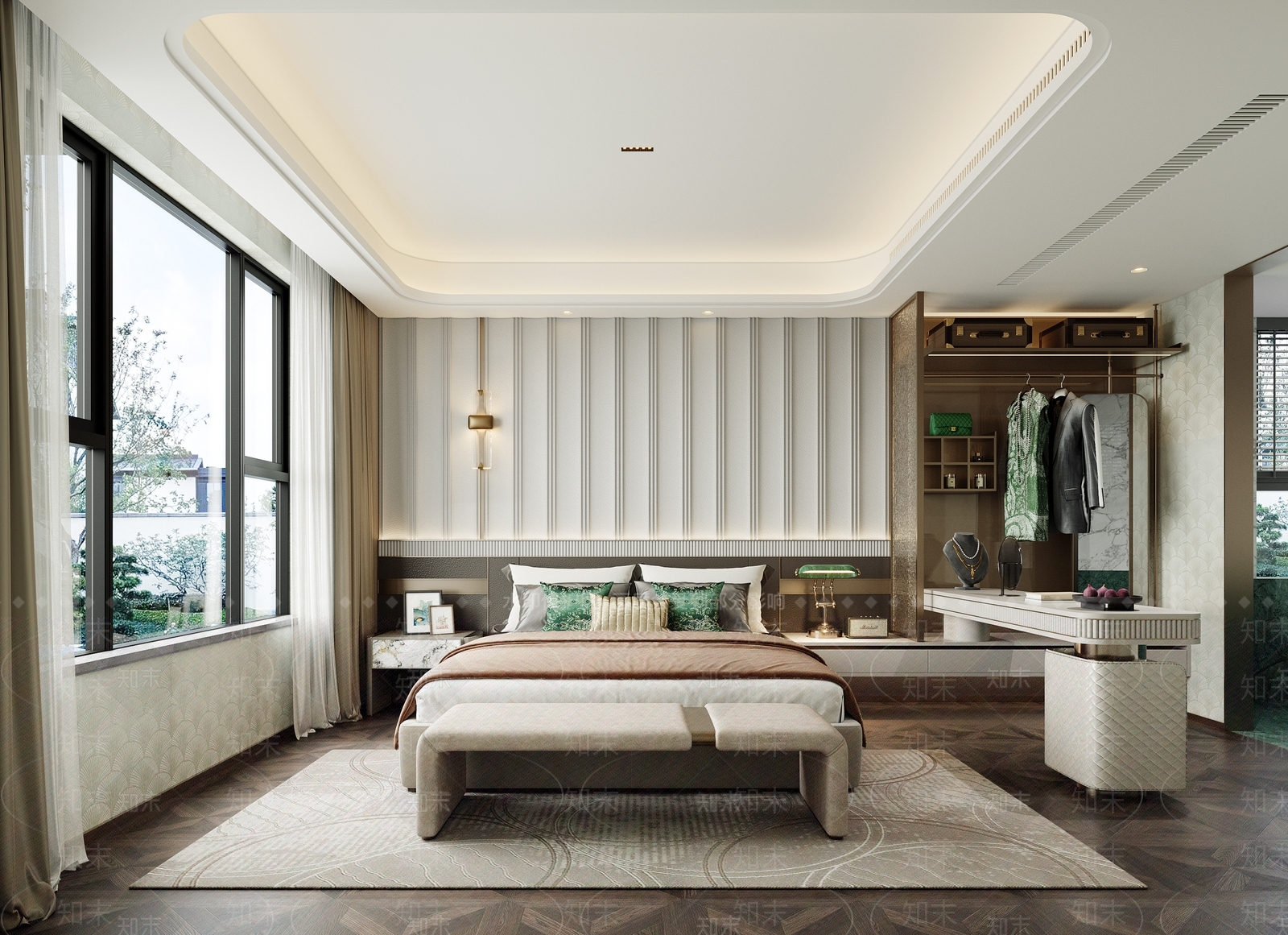 复古轻奢主卧3D模型下载【ID:1204624056】