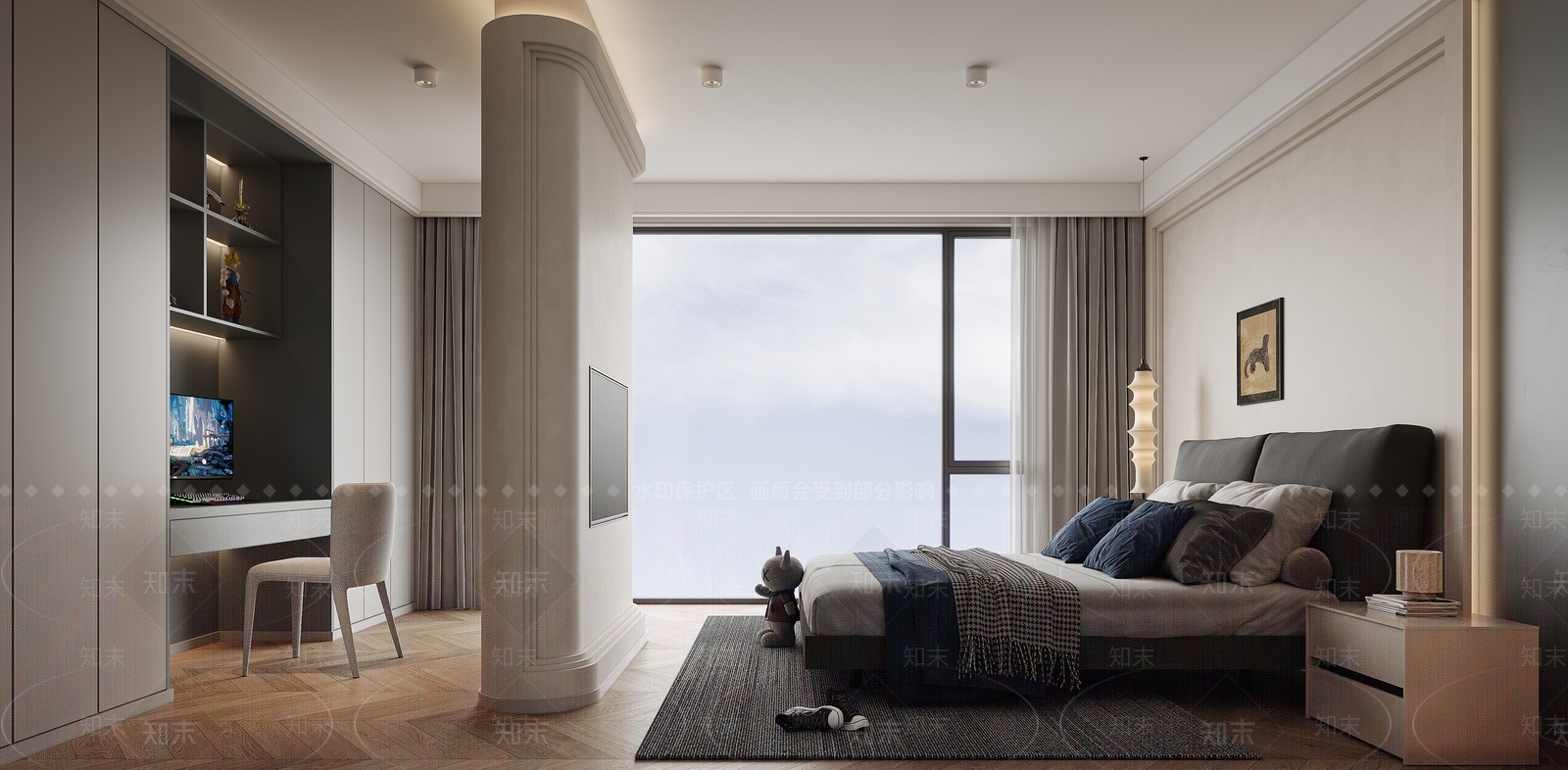 现代北欧男孩房3D模型下载【ID:1204624399】