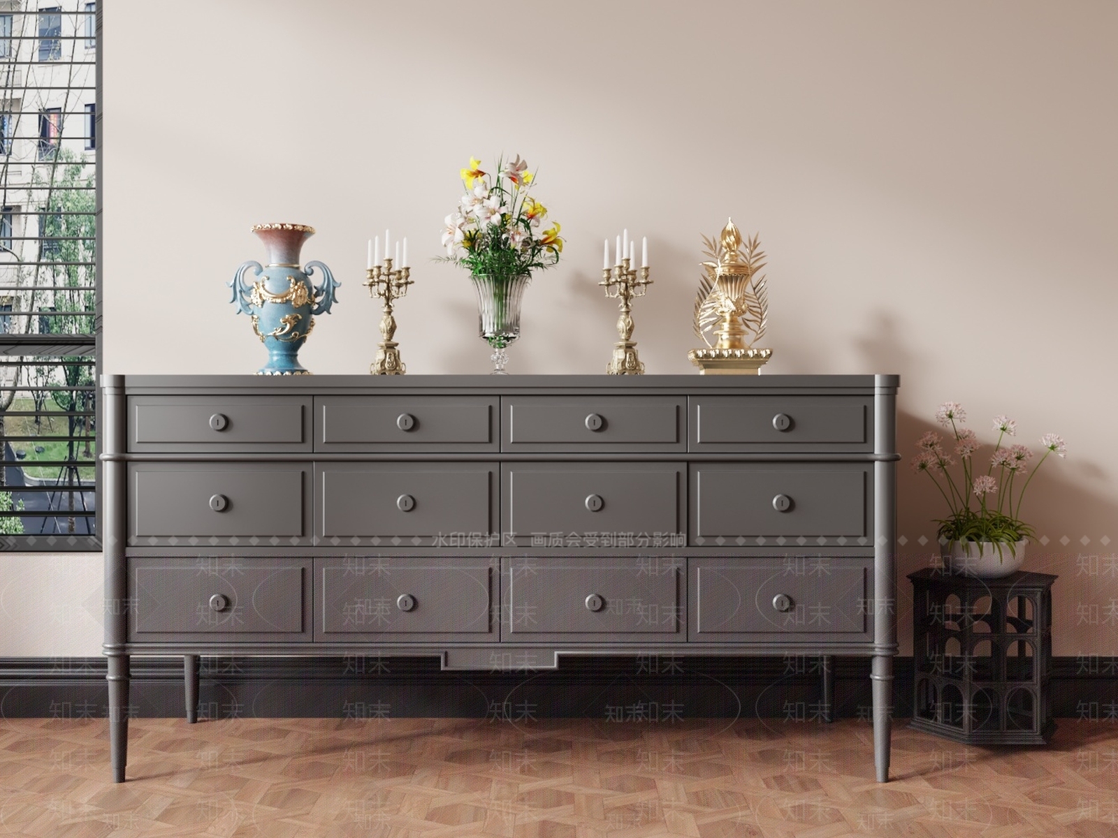 欧式玄关柜3D模型下载【ID:1204624823】