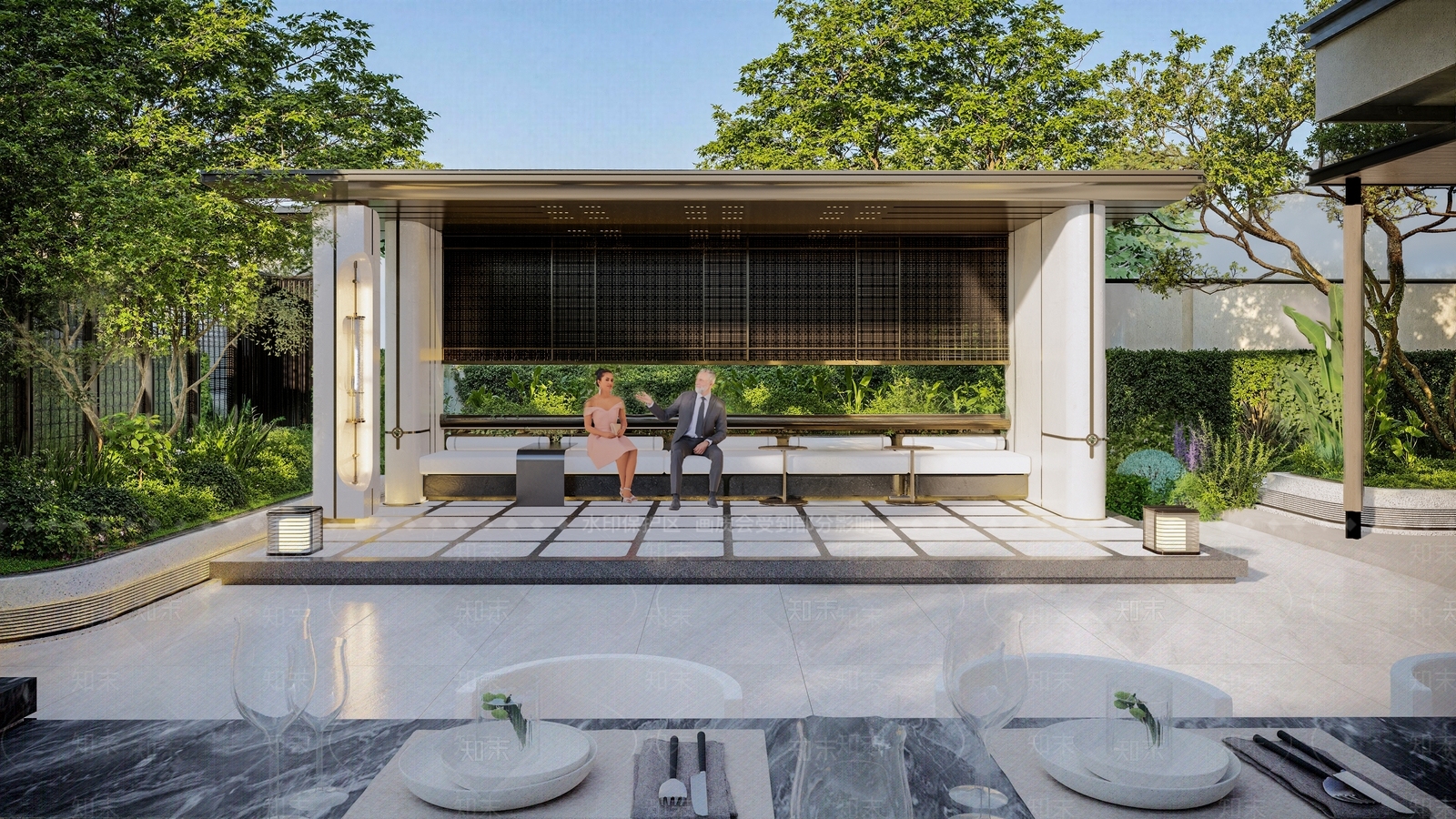 现代轻奢别墅庭院SU模型下载【ID:1204637352】