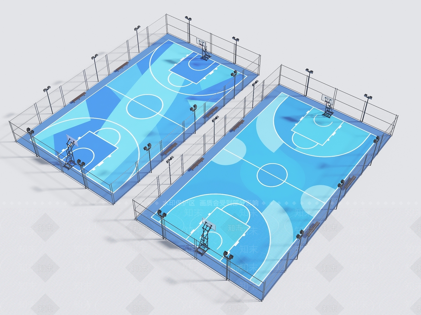 现代篮球场3D模型下载【ID:1204637774】
