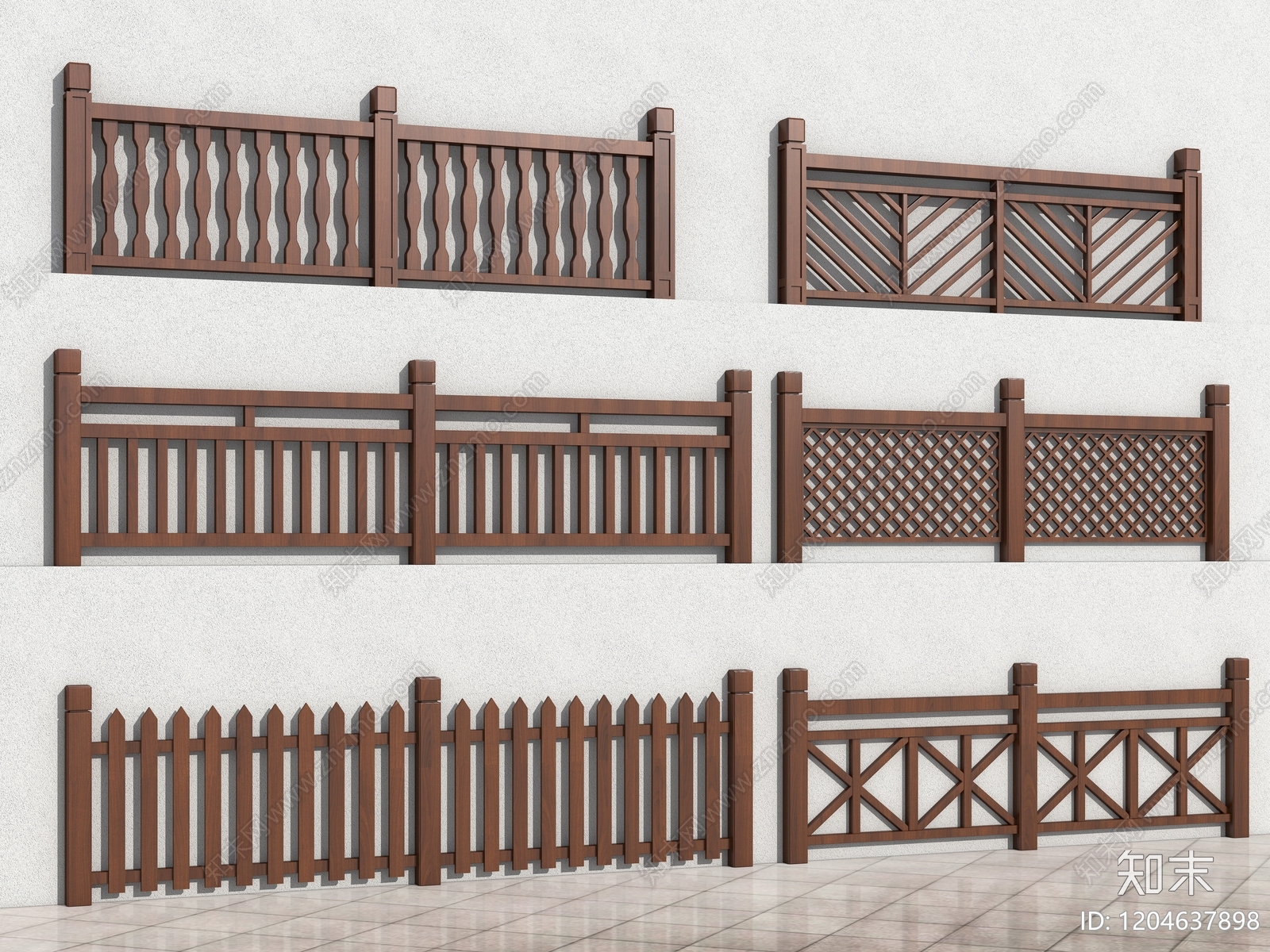 中式新中式栏杆3D模型下载【ID:1204637898】