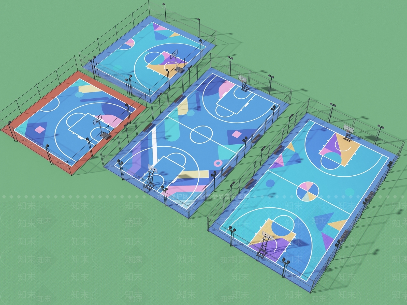现代篮球场3D模型下载【ID:1204638203】