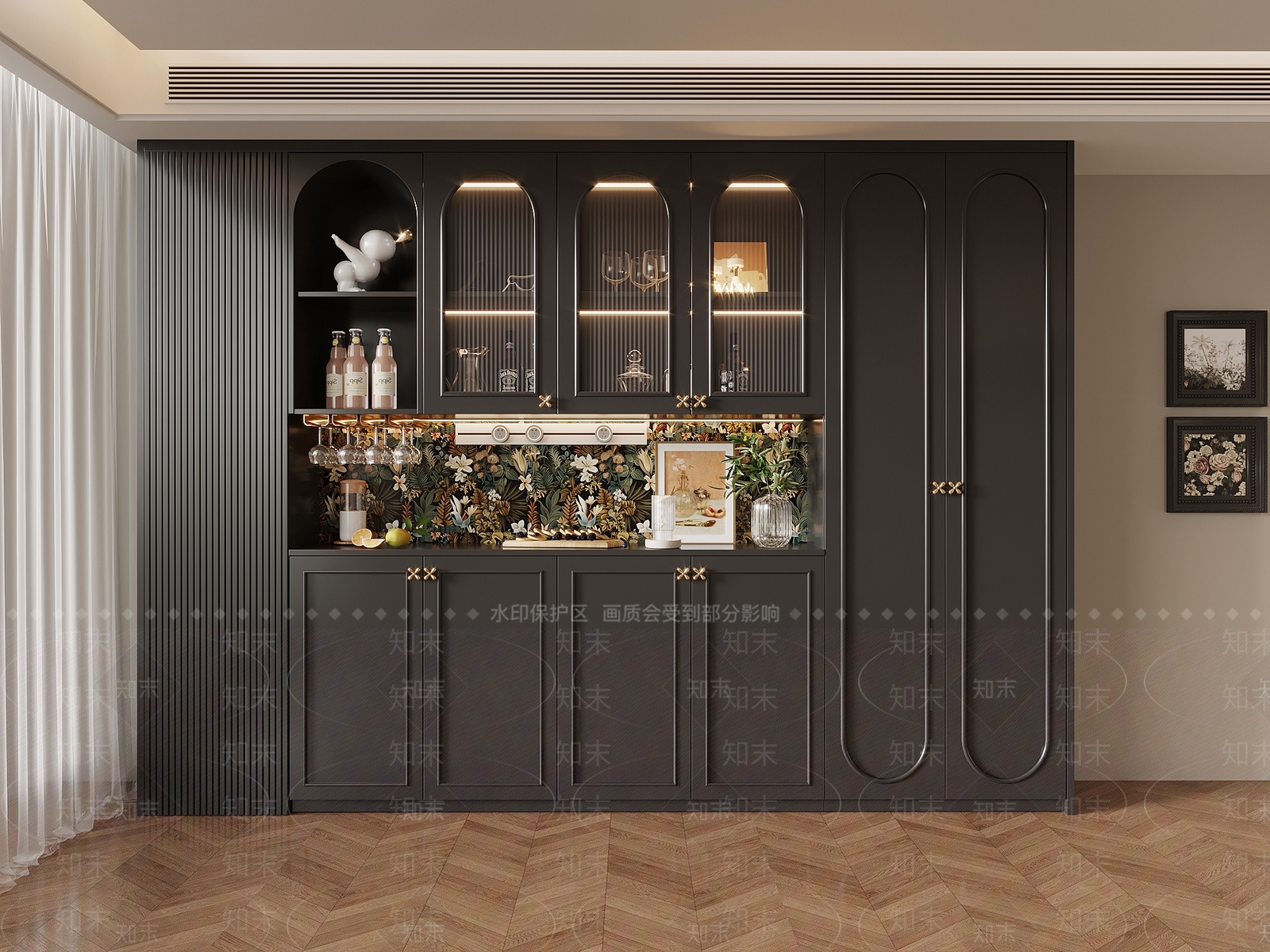 法式复古酒柜3D模型下载【ID:1204641567】