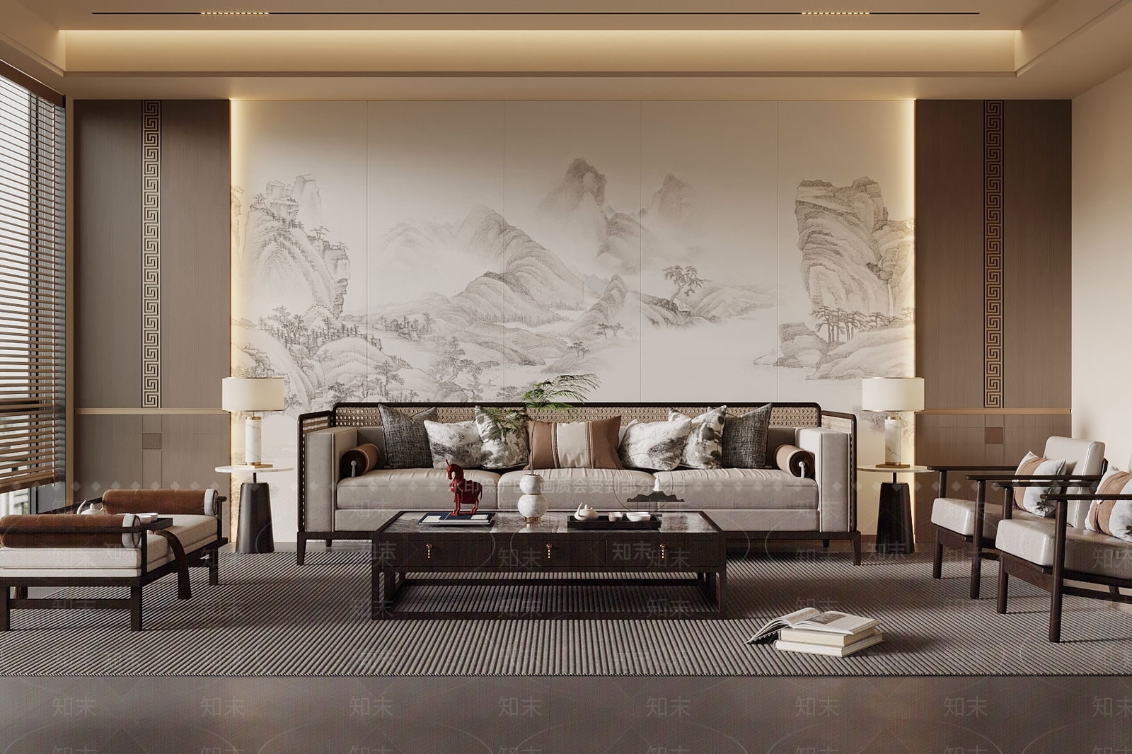 新中式家居客厅3D模型下载【ID:1204642226】