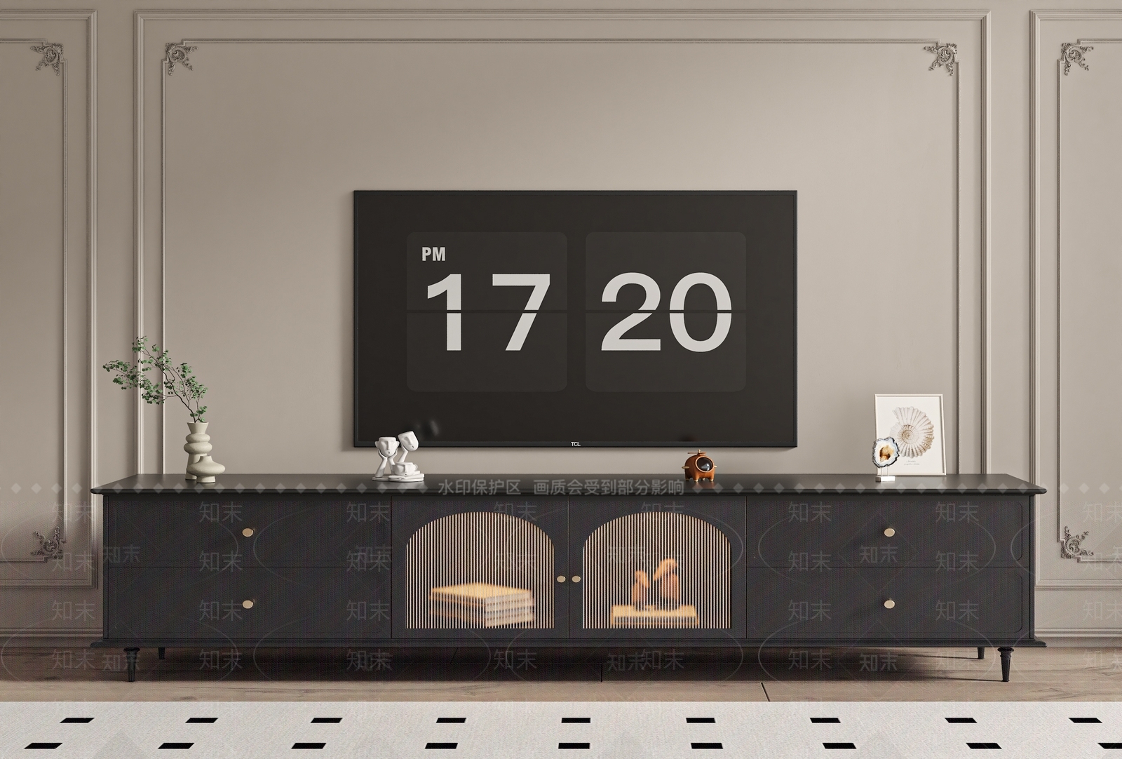 法式复古电视柜SU模型下载【ID:1204646197】