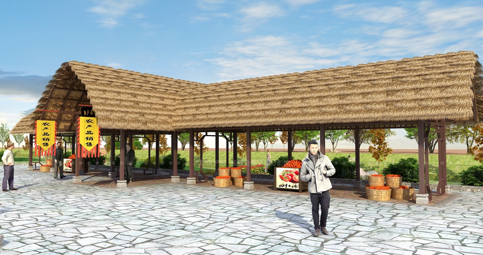 现代原木文旅项目景观3D模型下载【ID:1204649702】