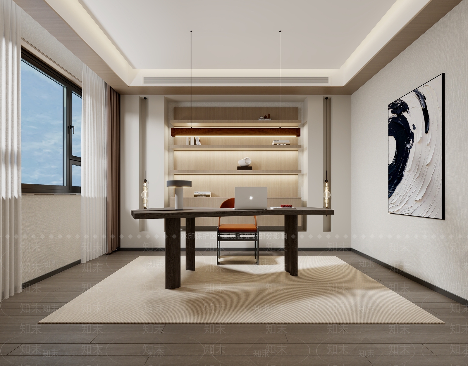 现代书房3D模型下载【ID:1204649764】