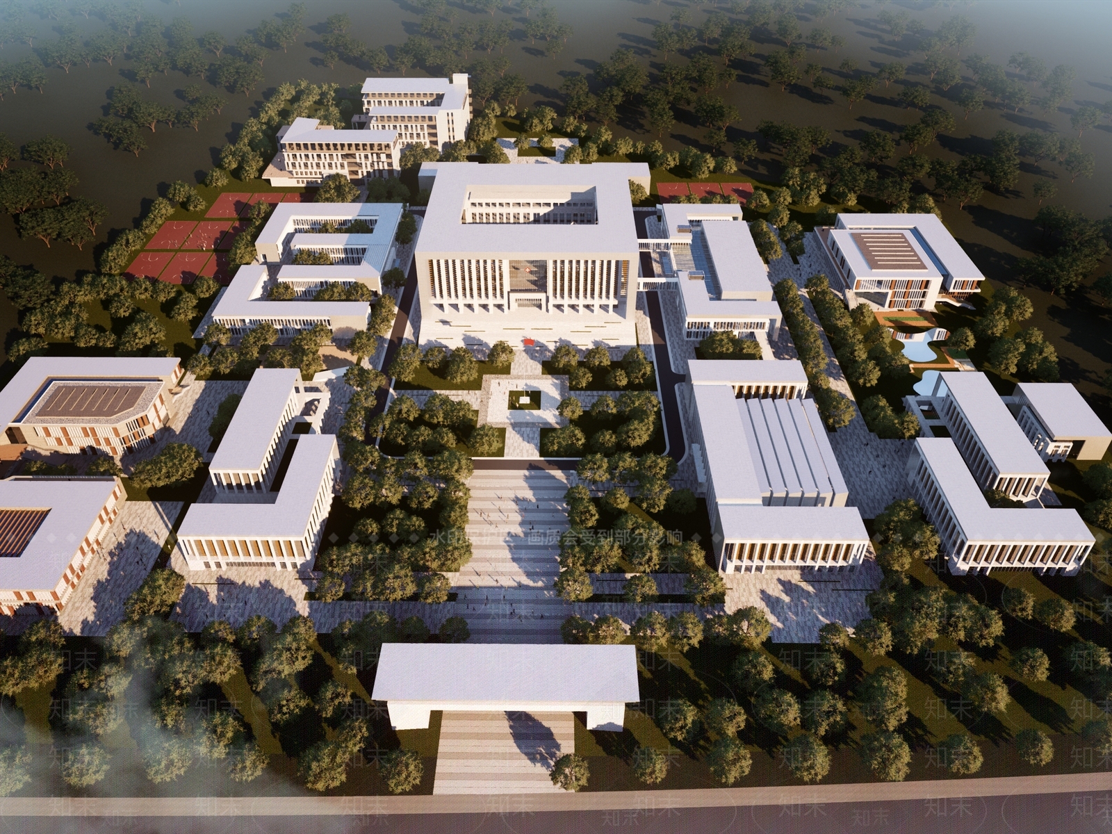 现代学校建筑SU模型下载【ID:1204651509】