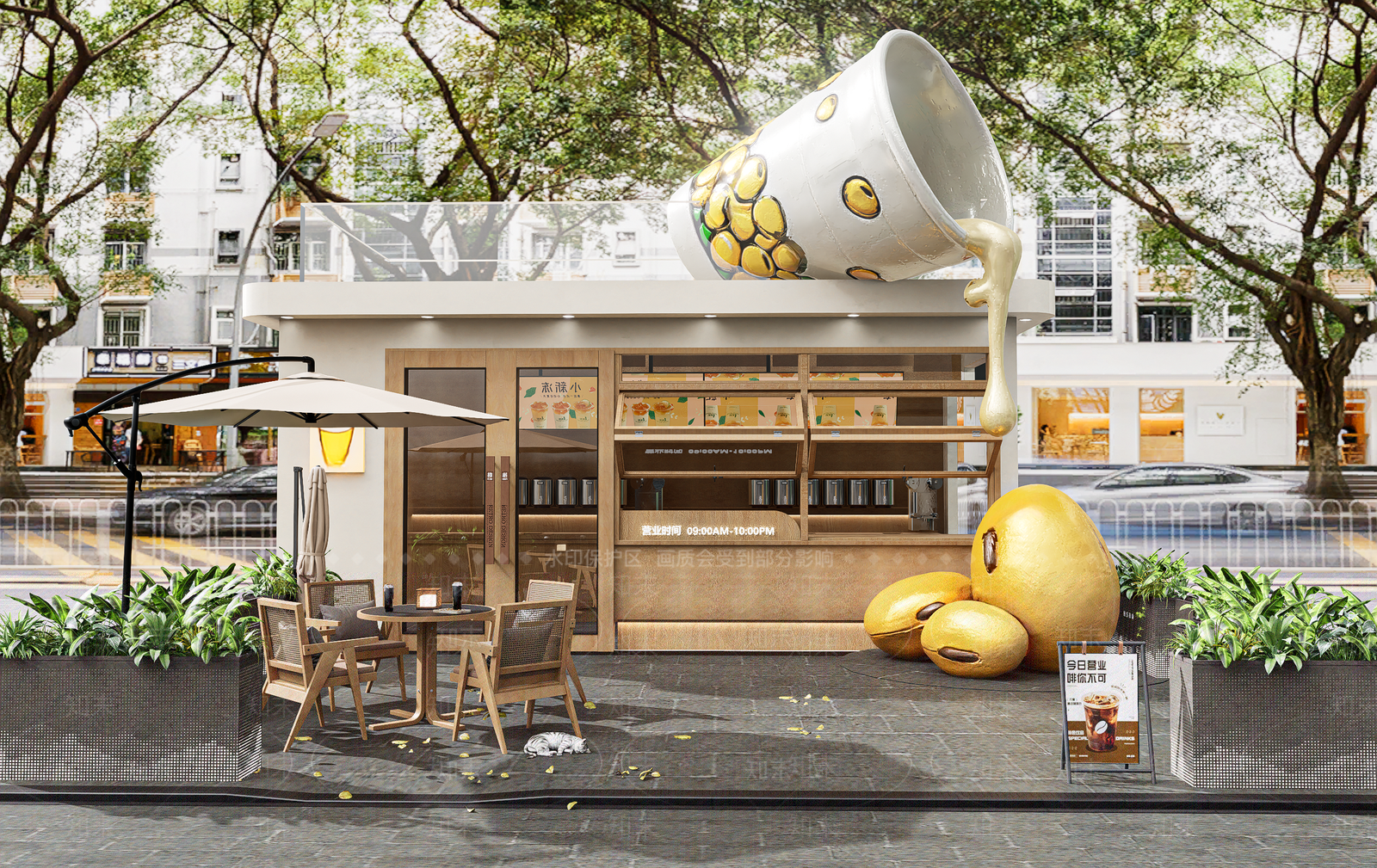 现代极简奶茶店SU模型下载【ID:1204653898】