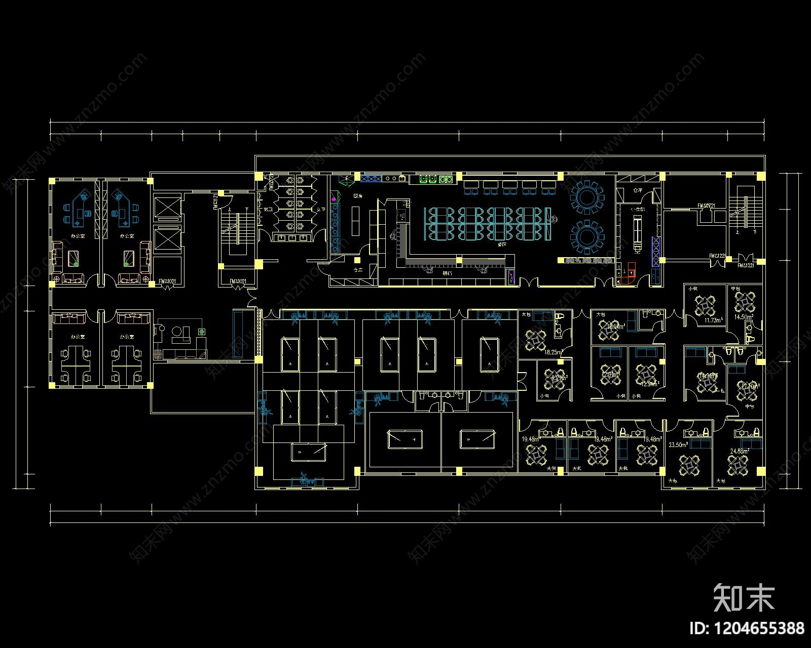 现代台球厅施工图下载【ID:1204655388】