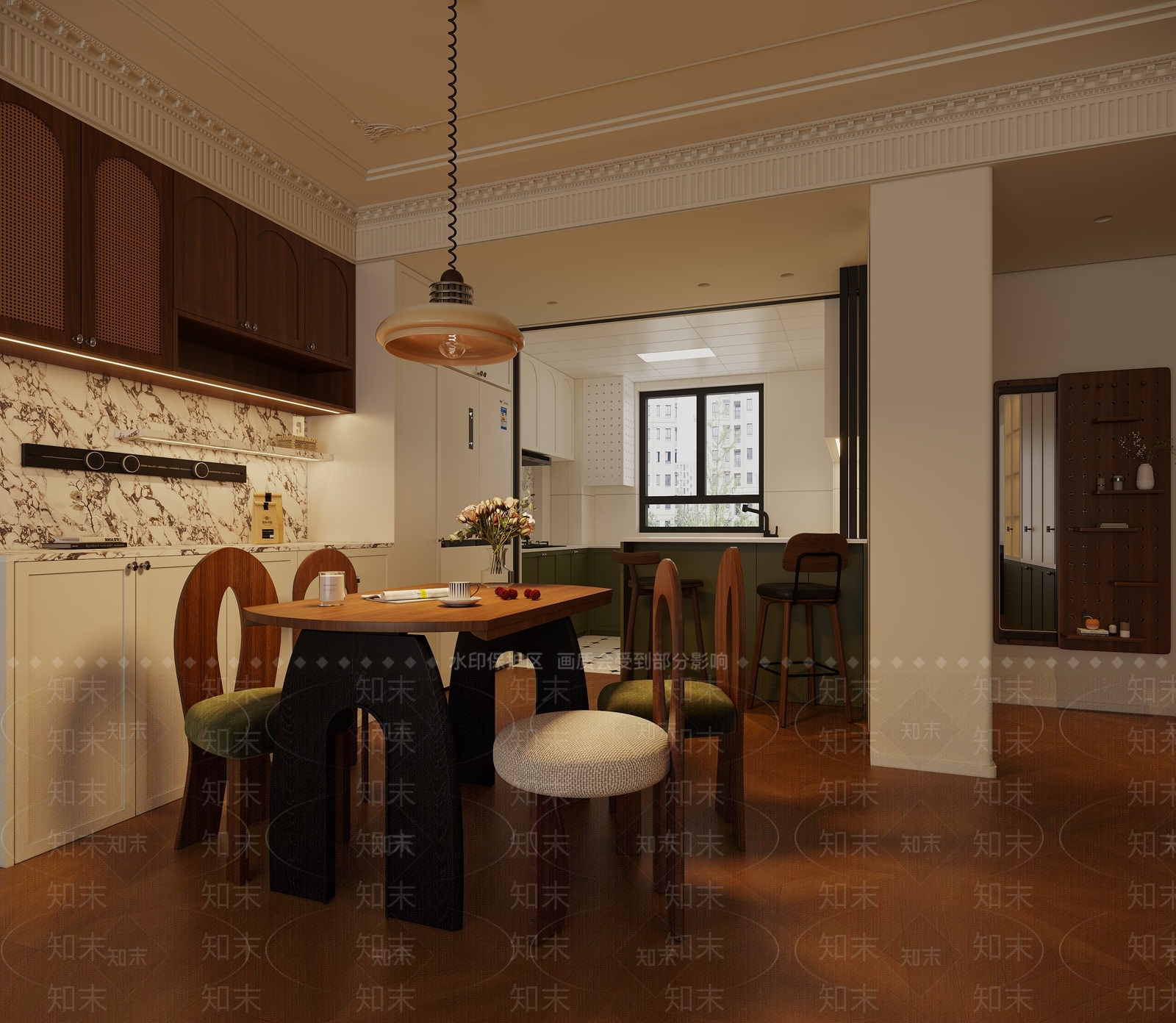 厨房吧台开放式厨房3D模型下载【ID:1227333938】