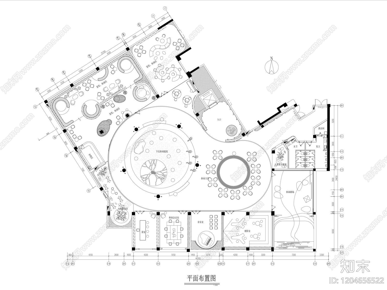 现代培训中心cad施工图下载【ID:1204656522】
