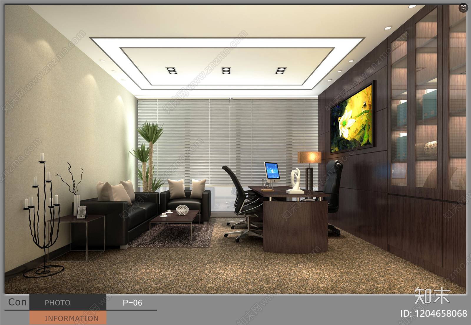 轻奢新中式整体办公空间cad施工图下载【ID:1204658068】