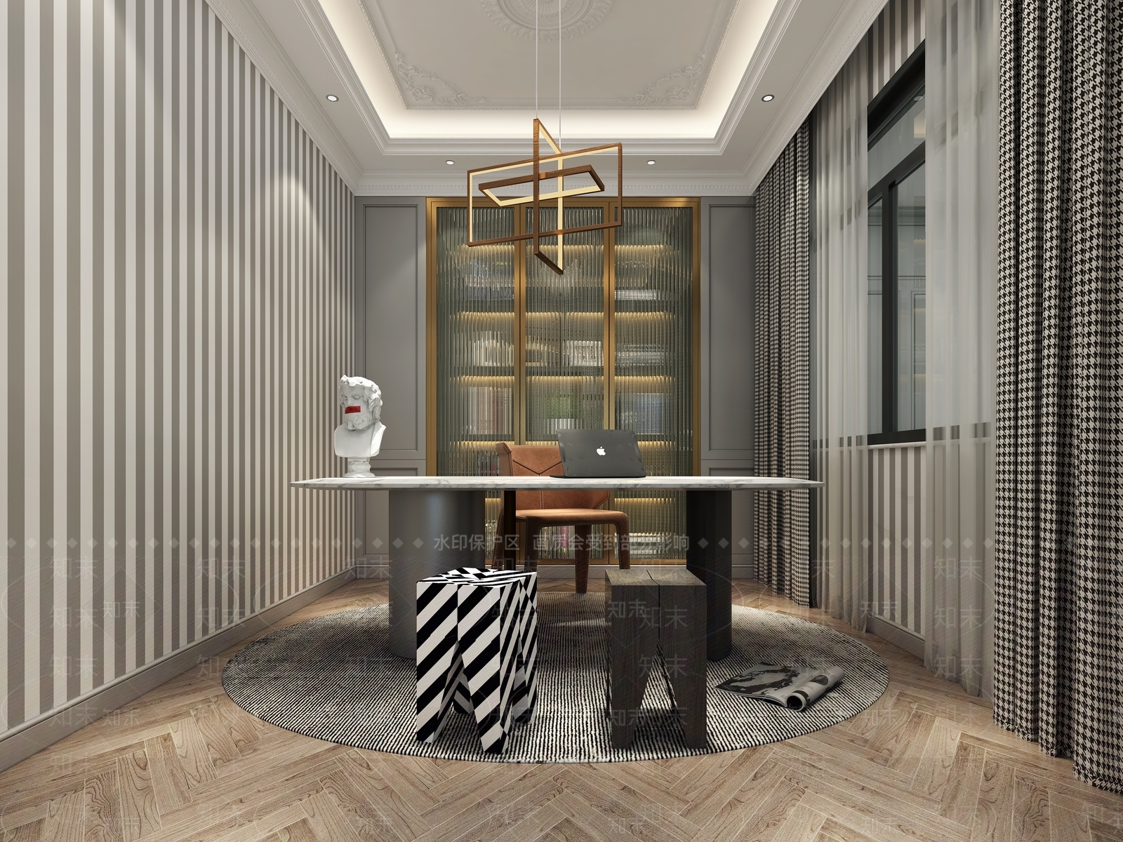 欧式书房3D模型下载【ID:1204658750】