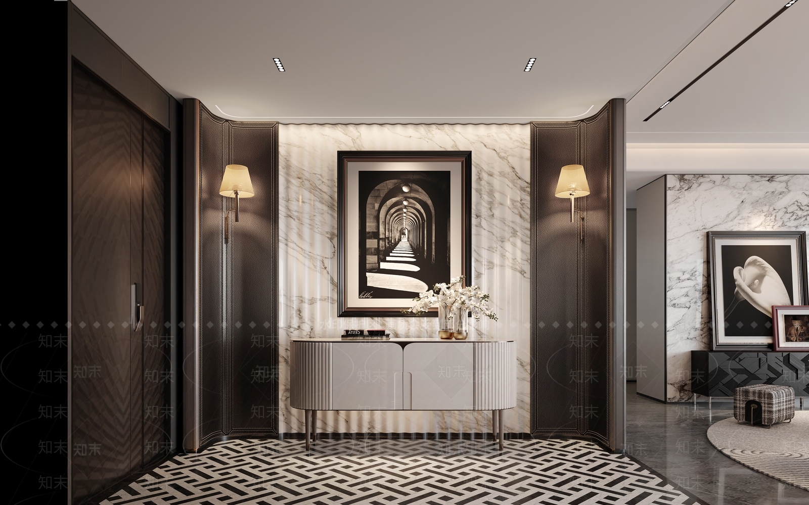 新中式现代玄关3D模型下载【ID:1204659646】