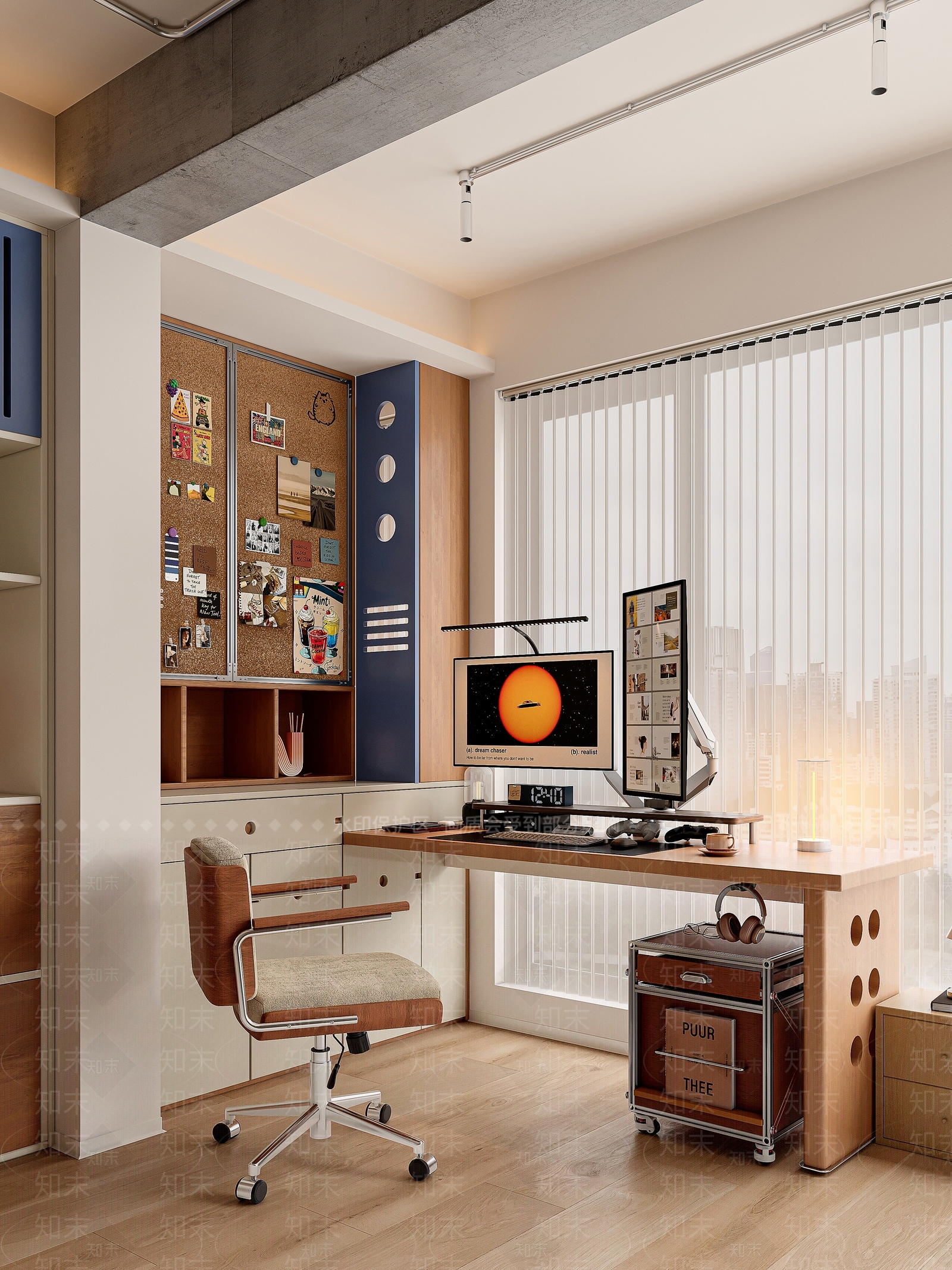 中古奶油开放式书房3D模型下载【ID:1204660364】