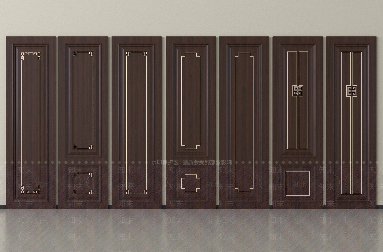 新中式护墙板SU模型下载【ID:1204661494】