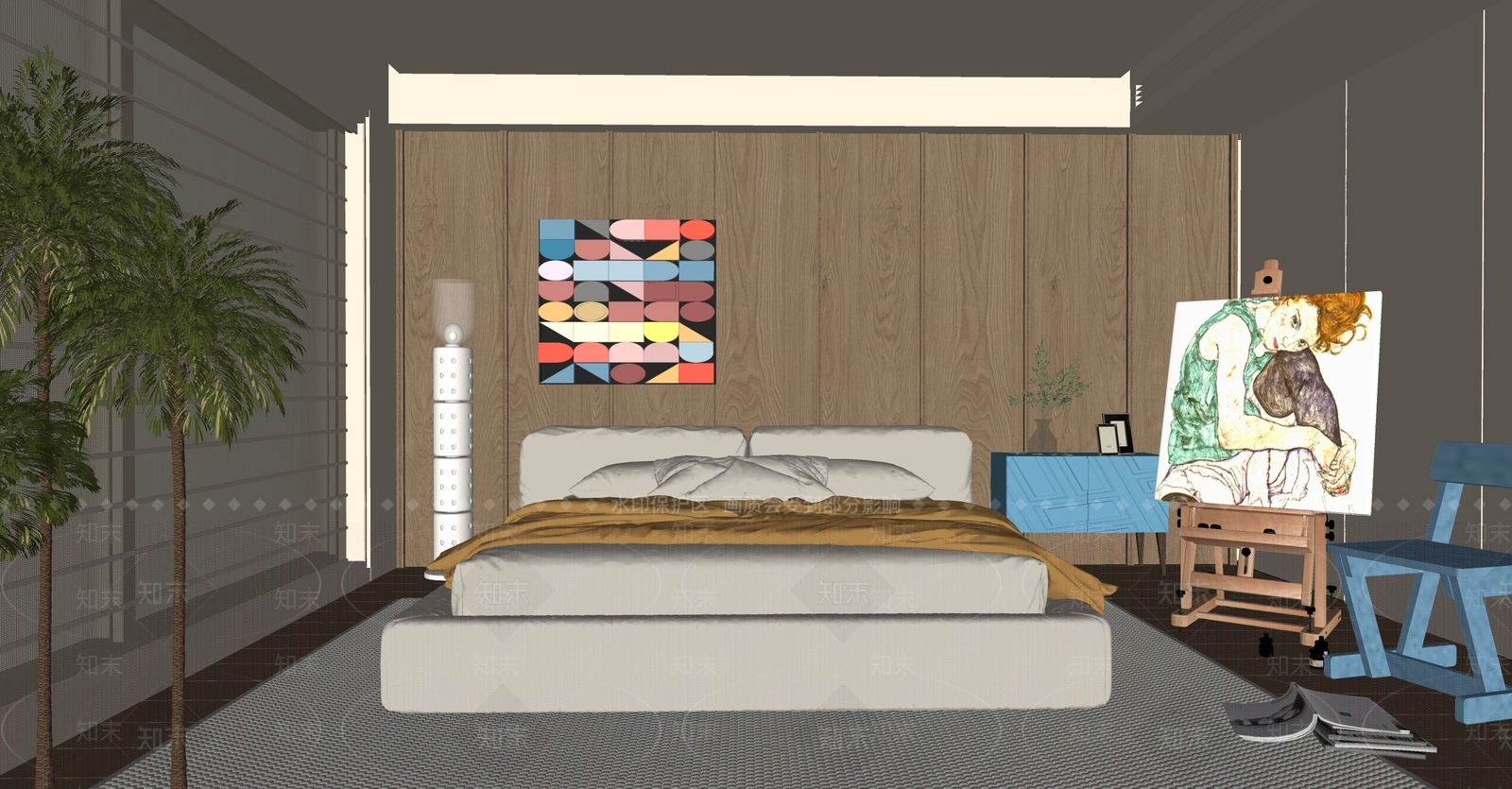 现代家居卧室SU模型下载【ID:1204664591】