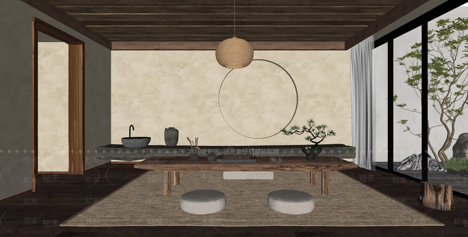 侘寂禅意茶室SU模型下载【ID:1204665171】