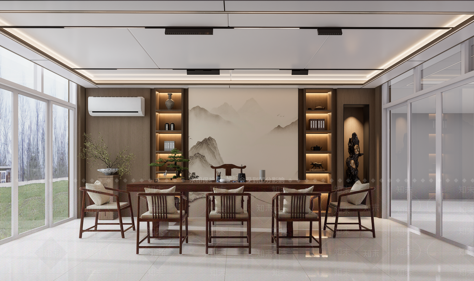 新中式茶室SU模型下载【ID:1204665920】