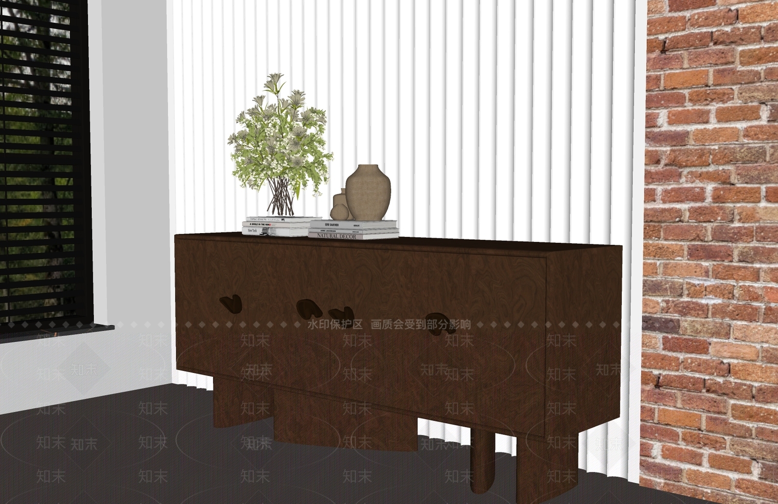 现代复古玄关柜SU模型下载【ID:1204673657】