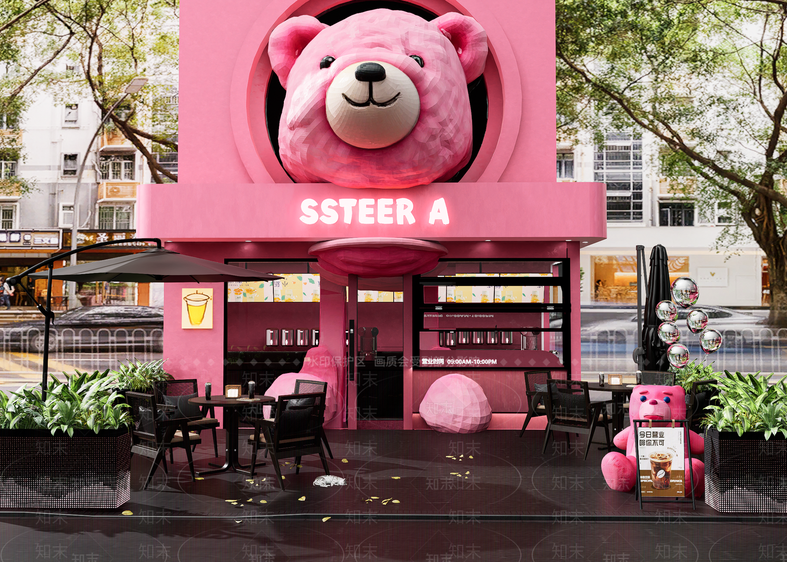 现代极简奶茶店SU模型下载【ID:1204674062】