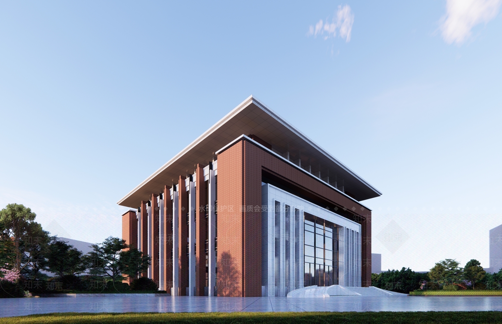 现代极简体育建筑SU模型下载【ID:1204675889】