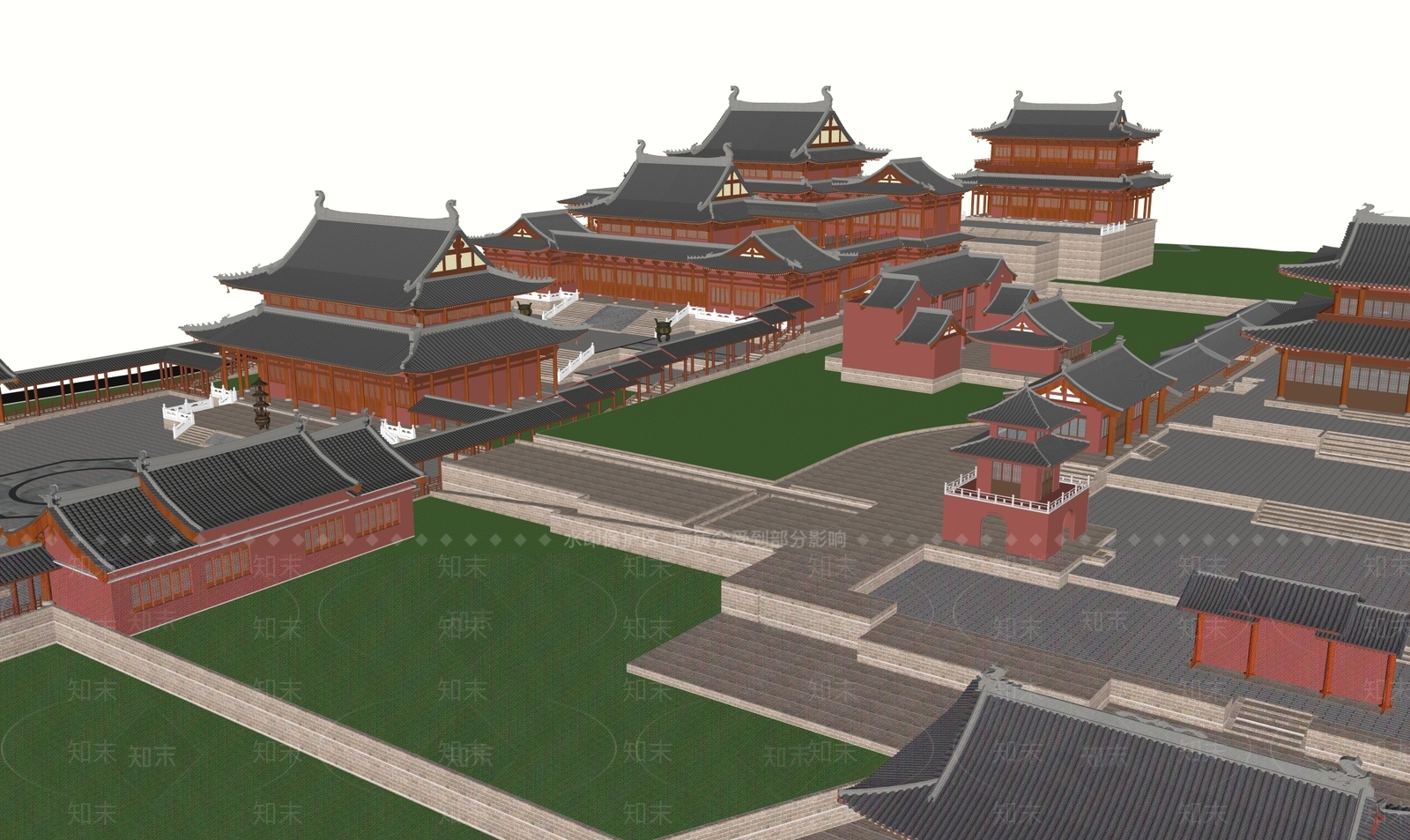中式古建筑SU模型下载【ID:1204680053】