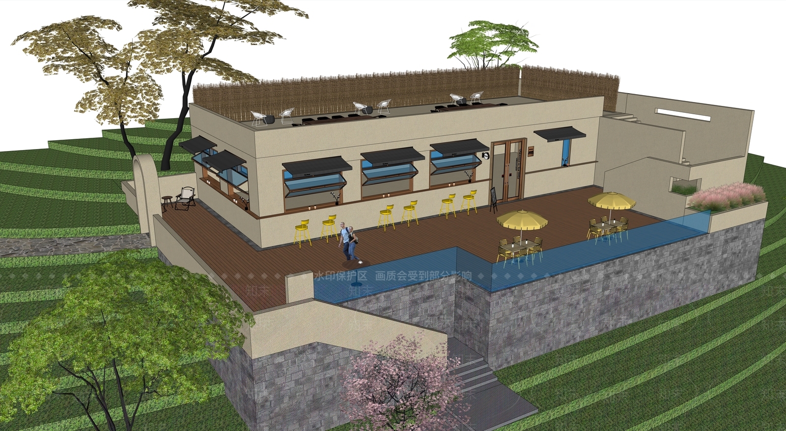 现代极简风格建筑SU模型下载【ID:1204681983】