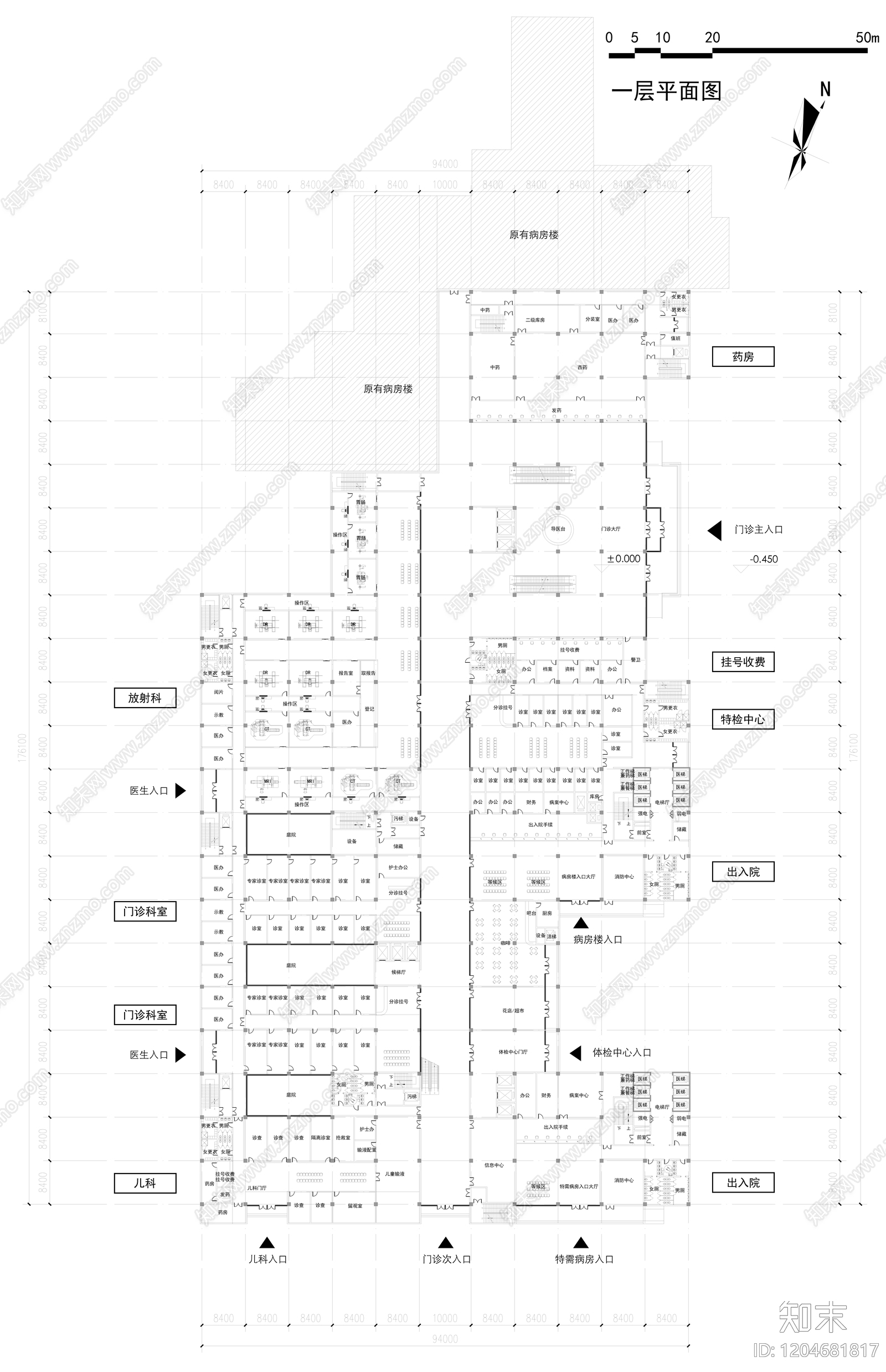 现代欧式医院建筑cad施工图下载【ID:1204681817】