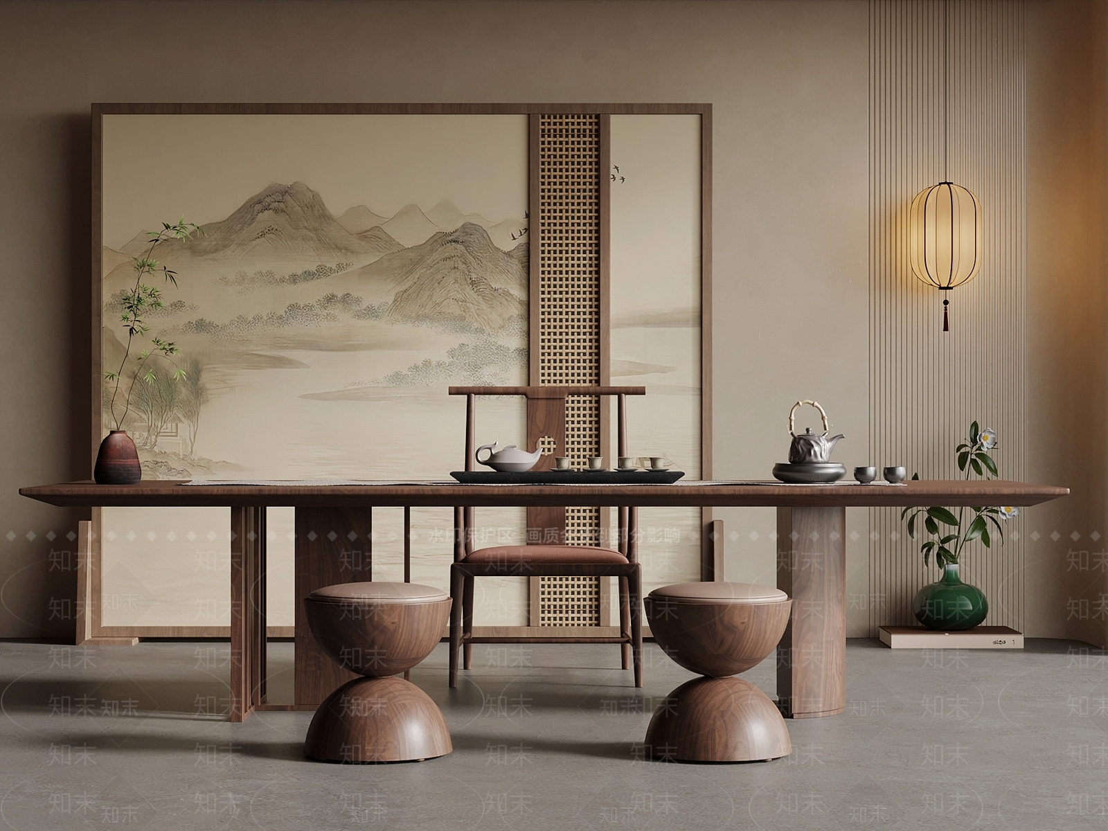 新中式茶室3D模型下载【ID:1204681912】