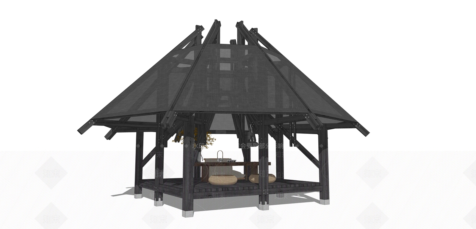 新中式亭子SU模型下载【ID:1204682074】