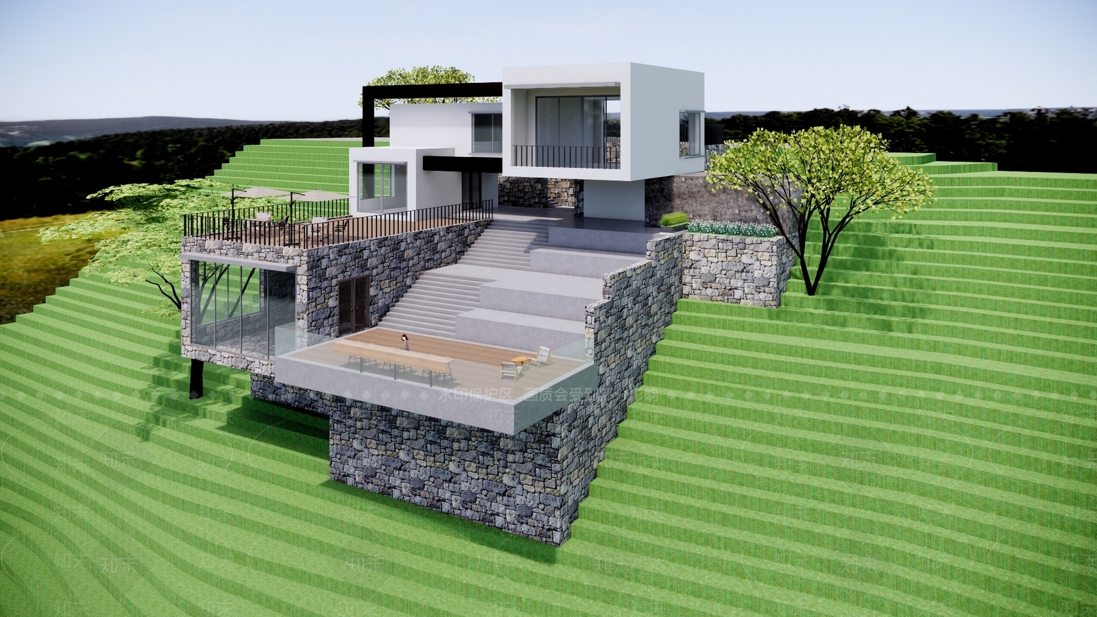 现代简约风格建筑SU模型下载【ID:1204684231】