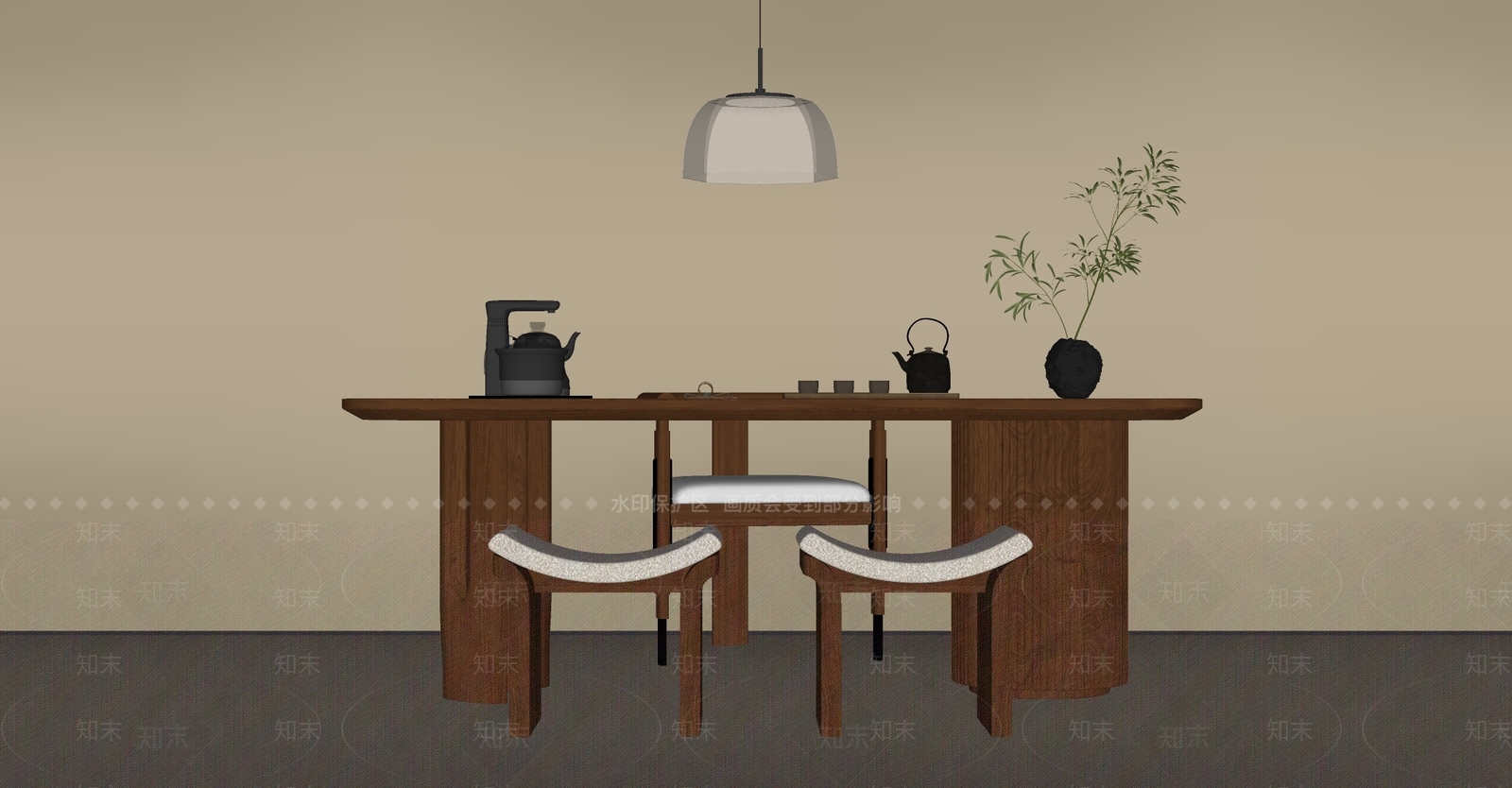 现代中古茶桌椅SU模型下载【ID:1204684792】