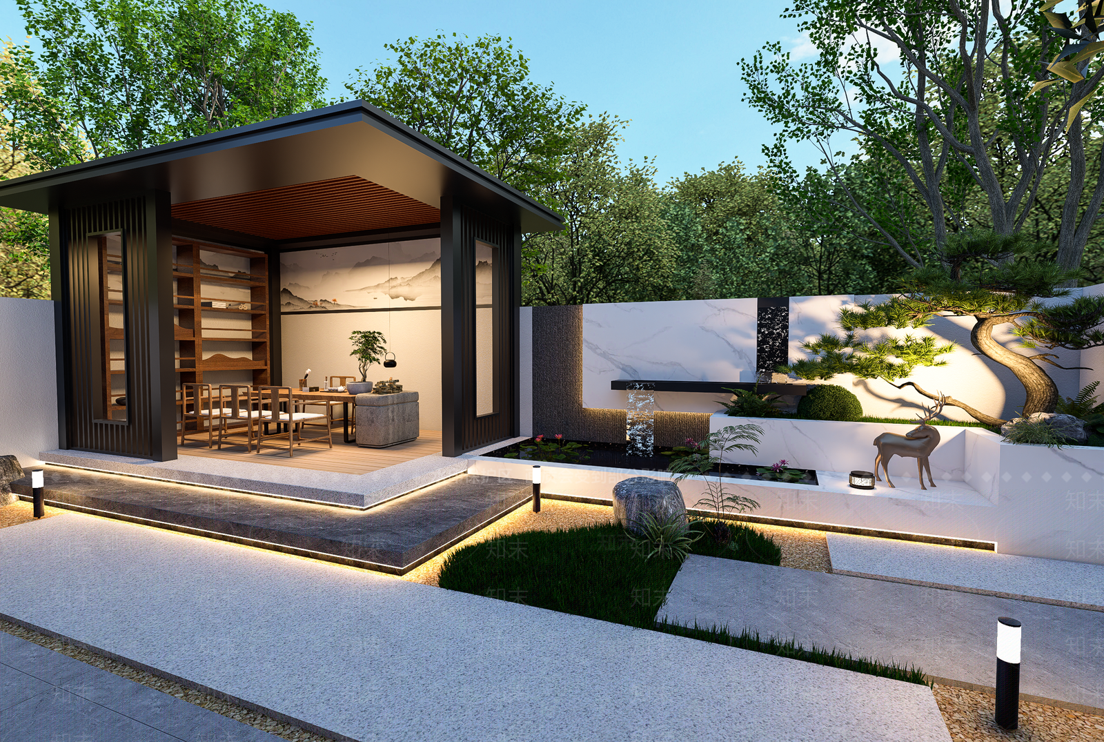 现代简约别墅庭院SU模型下载【ID:1204685490】