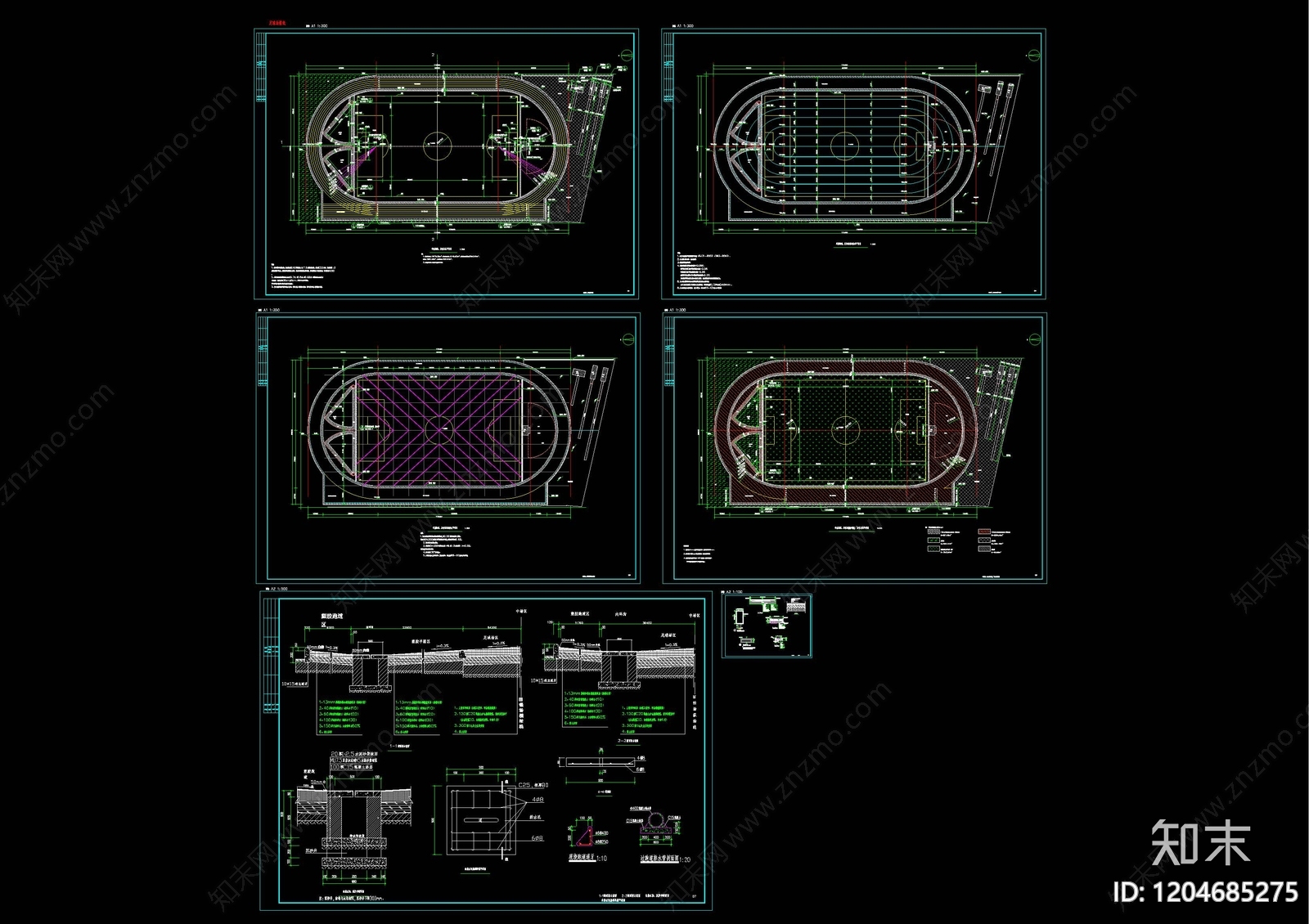 现代操场施工图下载【ID:1204685275】