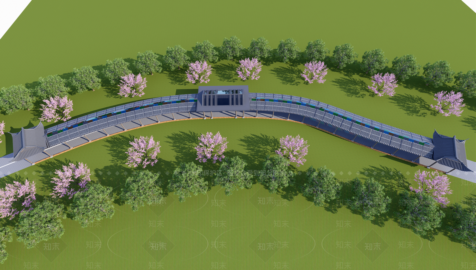 新中式景观公园SU模型下载【ID:1204685628】