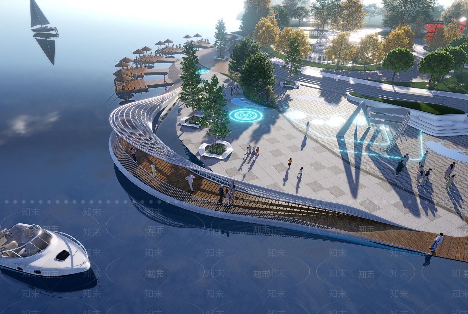现代轻奢滨水景观SU模型下载【ID:1204688519】