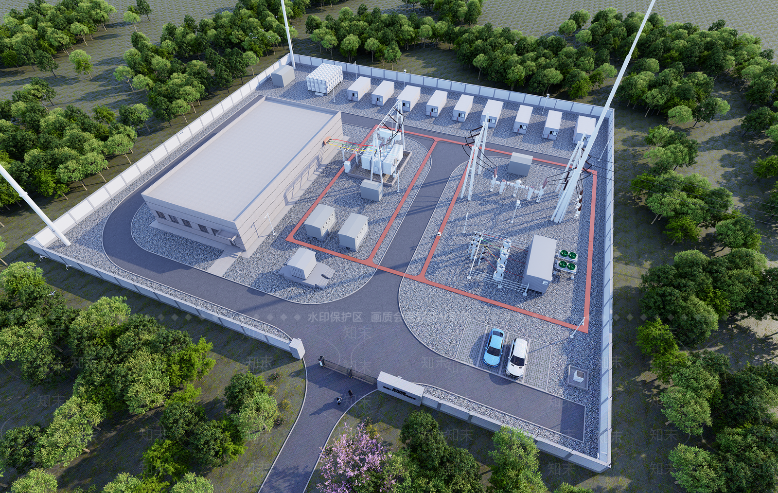 现代发电厂SU模型下载【ID:1204688661】