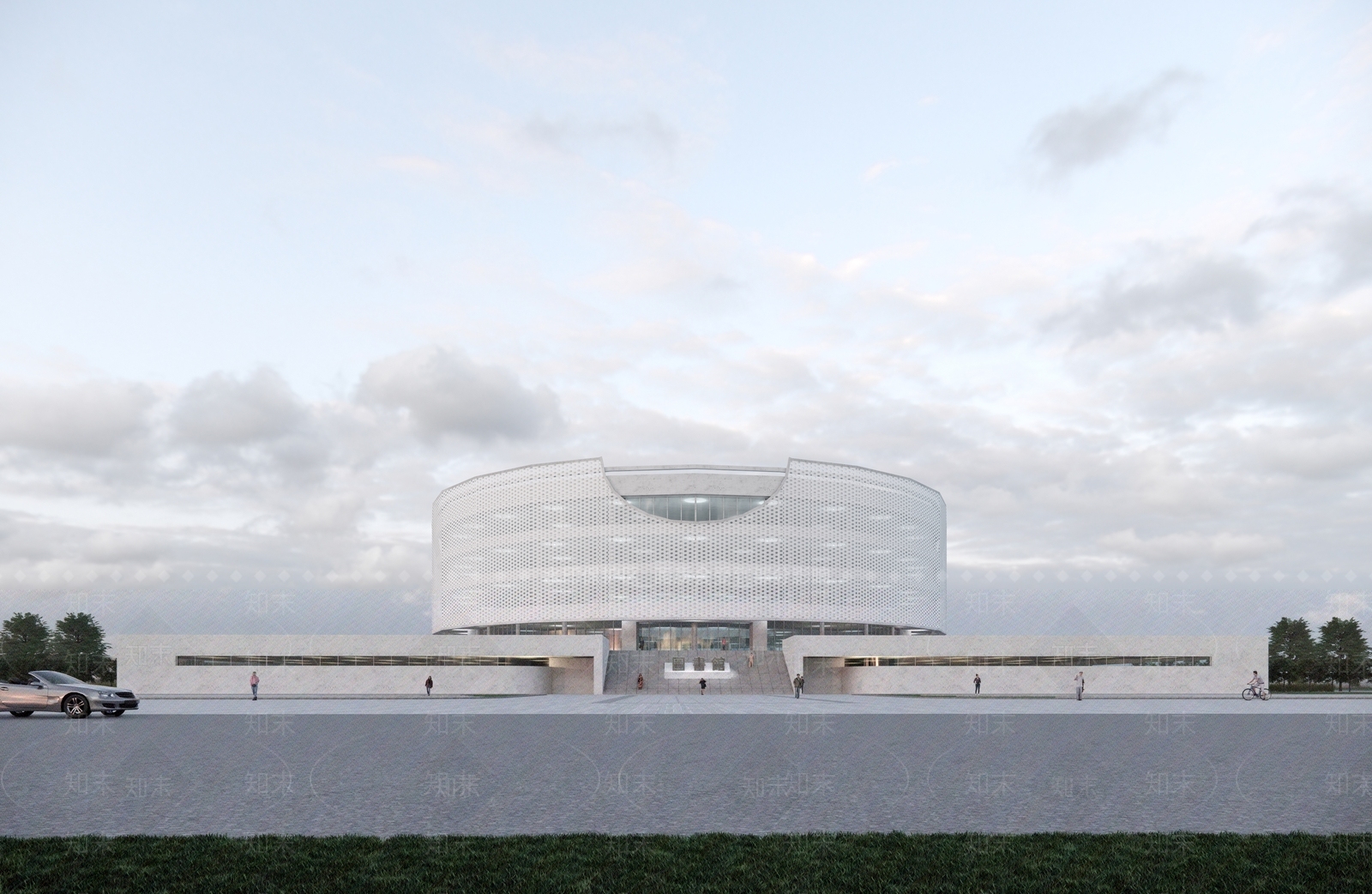 现代图书馆建筑SU模型草图