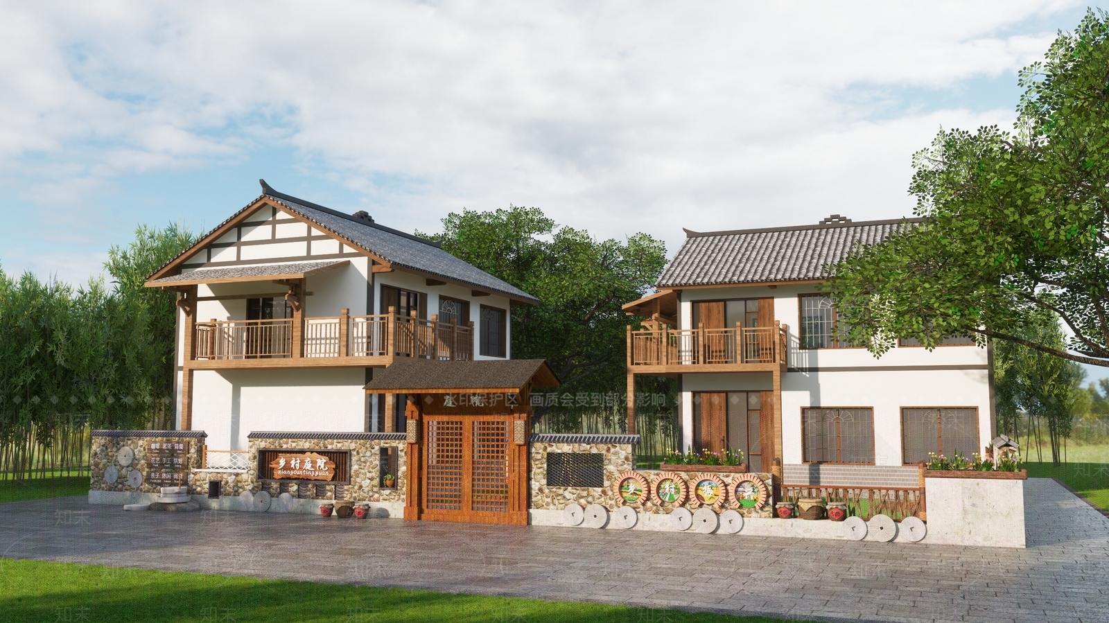 现代民宿建筑SU模型下载【ID:1204689623】