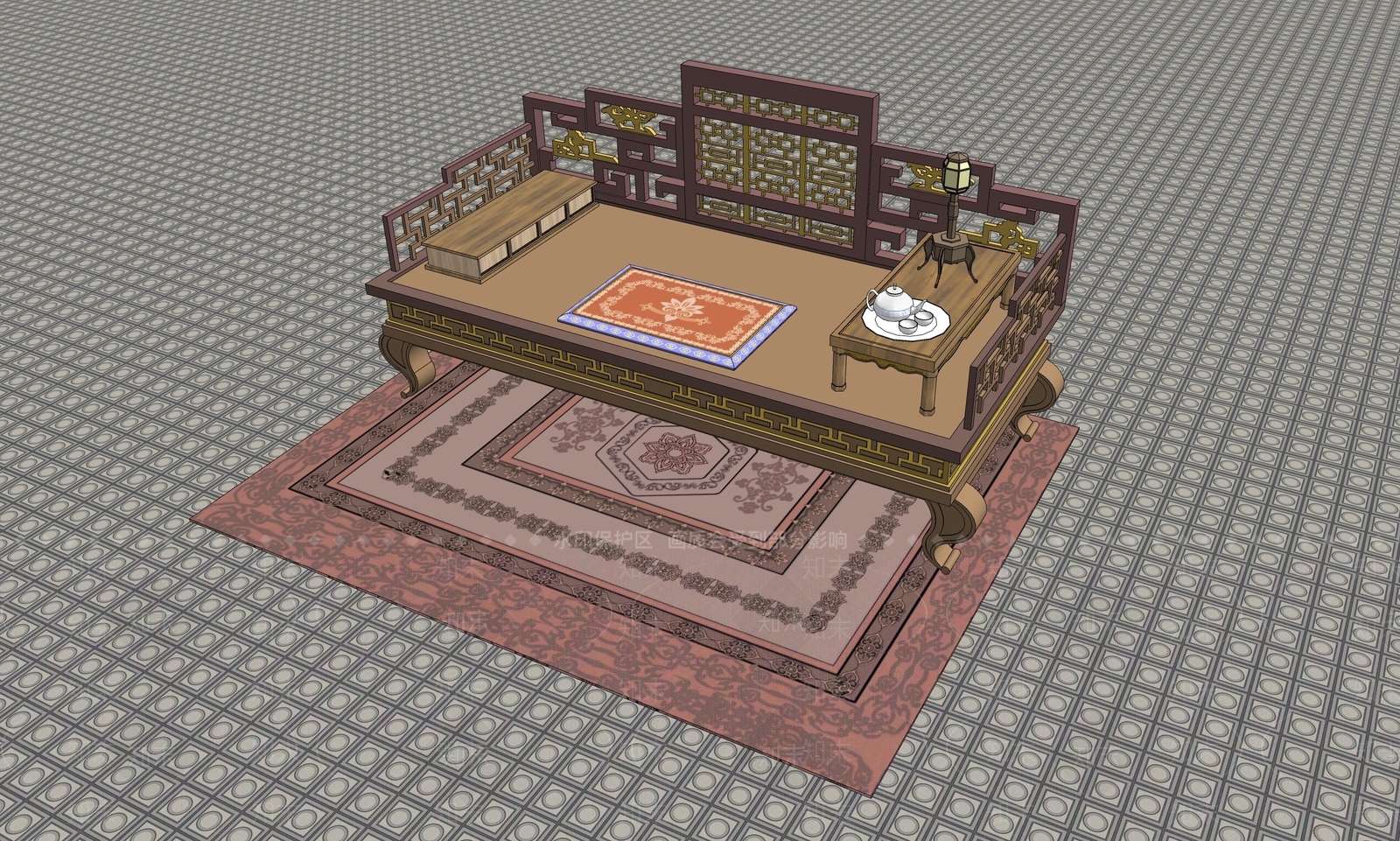 中式其他床具SU模型下载【ID:1204691695】