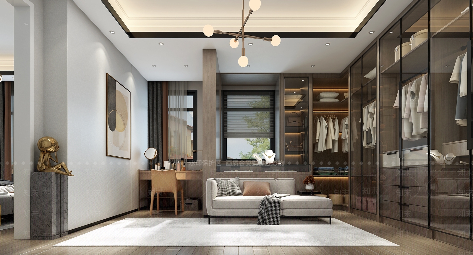 现代轻奢衣帽间3D模型下载【ID:1204693150】